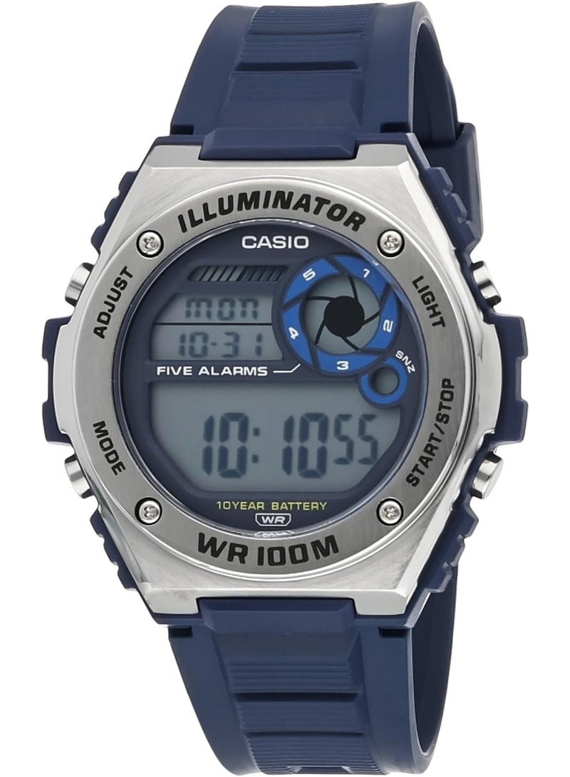 كاسيو Digital Men’s Watch MWD-100H-2AVDF, 51.8mm Blue Dial, Blue Resin Band, 100 m WR - Image 1